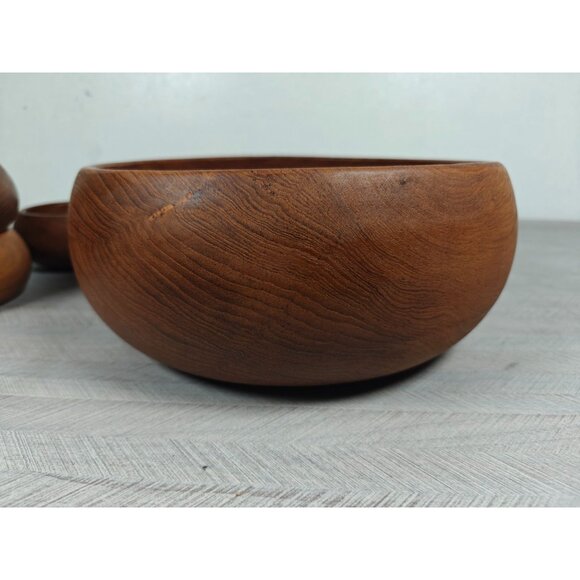 Vintage Dolphin Genuine Teak Wood Salad Bowl Set MCM Retro Wooden Decor - Picture 4 of 10